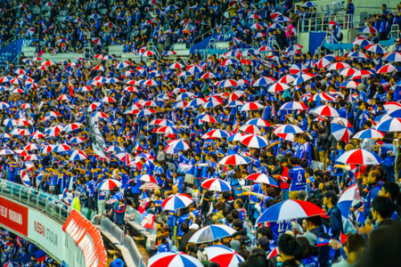People to cheer the football gameのeditorial素材