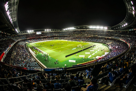 People to cheer the football gameのeditorial素材