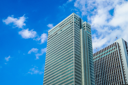 Blue sky and high-rise buildingsのeditorial素材