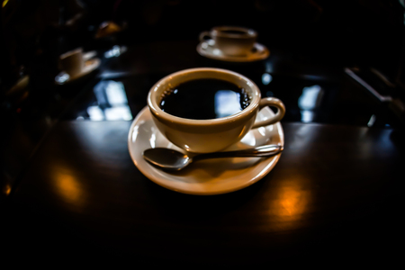 Coffee on the table background.の写真素材