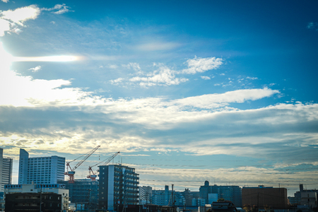 Ebina City skyline and the blue skyのeditorial素材