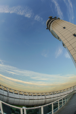 Yokohama Port Symbol Tower and sunsetのeditorial素材