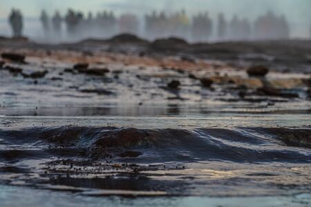 Geysir geyser and sunrise (Iceland)