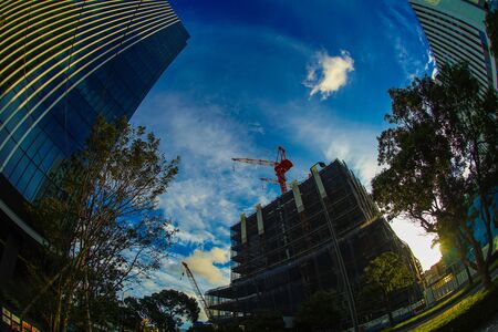Minato Mirai of the business district of Yokohama and the autumn skyの写真素材