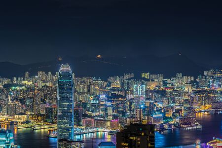 Hong Kong night view seen from Victoria Peakのeditorial素材