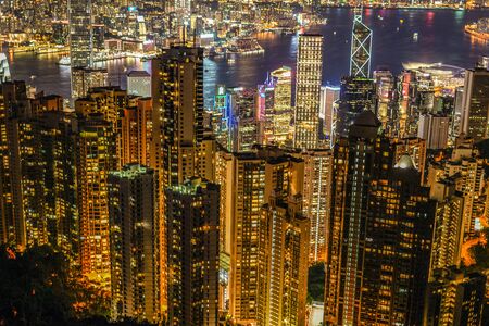 Hong Kong night view seen from Victoria Peakのeditorial素材