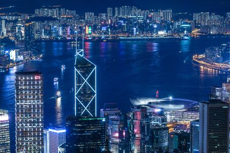 Hong Kong night view seen from Victoria Peakのeditorial素材