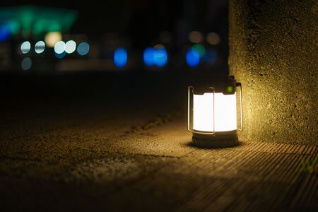 Image of the lantern placed on the groundの写真素材