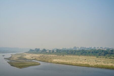 Of India, Agra Yamuna river and the riverbedの写真素材