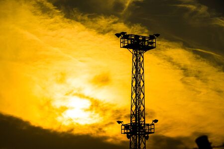 Crane group of Yokohama Port and eveningの写真素材