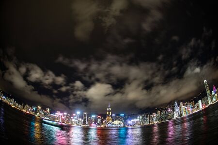 Hong Kong night view seen from the Victoria Harborのeditorial素材
