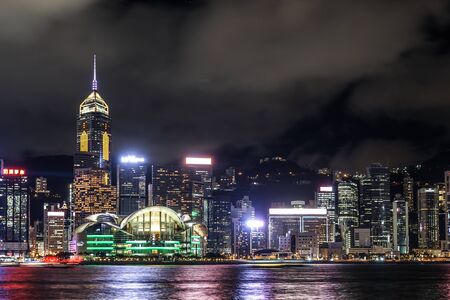 Hong Kong night view seen from the Victoria Harborのeditorial素材