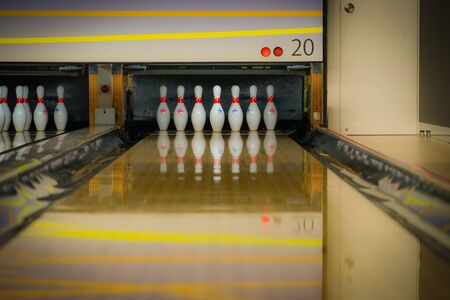 Image of bowling game and the bowling laneの写真素材