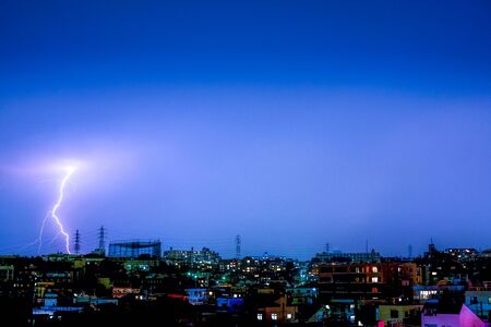 Thunder and the Yokohama skyline (Oguchidori shopping street)