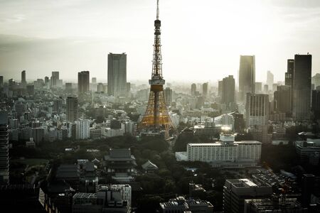 Tokyo Tower and Tokyo skyline that evening refersの写真素材