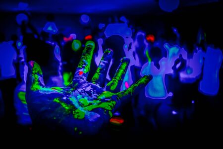 Fluorescent paint the image of the night clubの写真素材