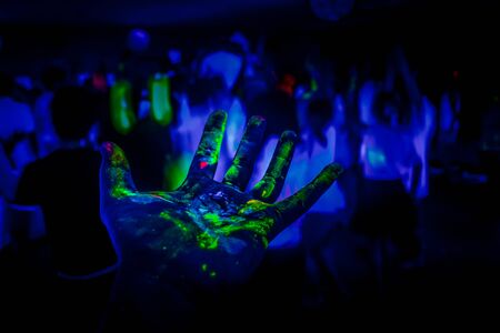 Fluorescent paint the image of the night clubの写真素材