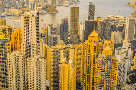 Skyscrapers of Hong Kong which is visible from the Victoria Peakのeditorial素材