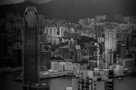Skyscrapers of Hong Kong which is visible from the Victoria Peakのeditorial素材