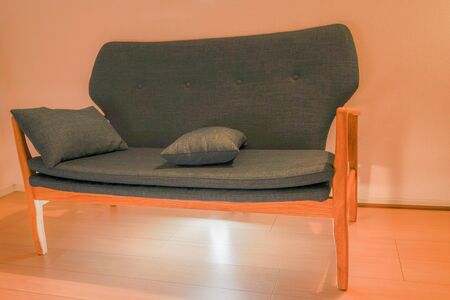 Stylish sofa that was illuminated by the lighting