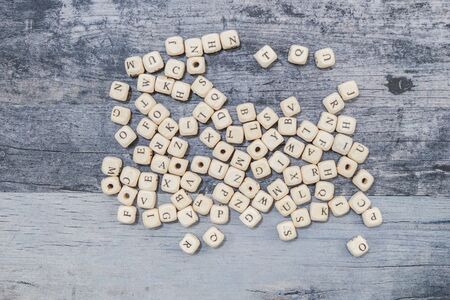 Block of alphabet studded on the floorの写真素材