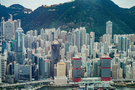 Hong Kong skyline visible from the observatory of Sky100