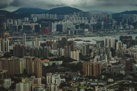 Hong Kong skyline visible from the observatory of Sky100