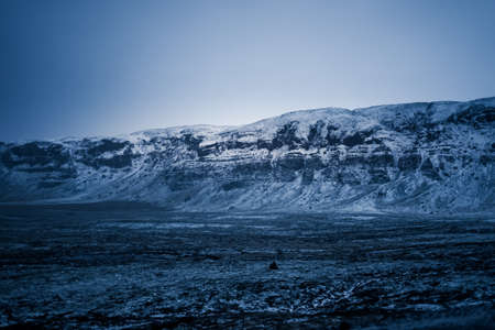 Snow-covered mountains of the image of Icelandの写真素材