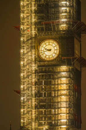 Night view of Big Ben in the renovation (London)