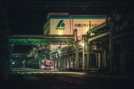 Factory night view of the Keihin regionのeditorial素材