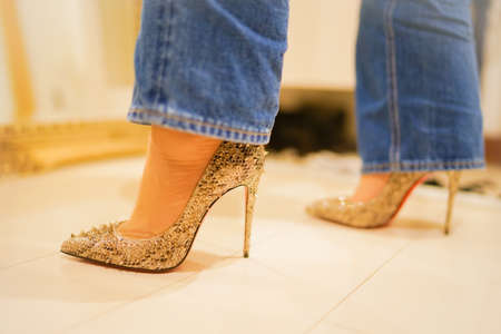 Women who wear a luxury high heels. Shooting Location: Tokyo metropolitan areaの写真素材