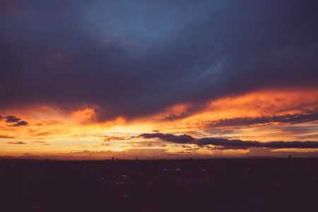 Sunset visible from Chofu, Tokyo. Shooting Location: Chofu, Tokyoの写真素材
