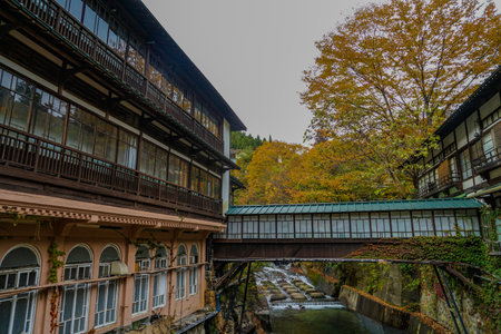 Forty thousand Lakes hot springs wrapped in autumn leaves. Shooting Location: Gunma Prefectureのeditorial素材