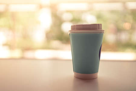 Hot coffee drinking at cafeの写真素材