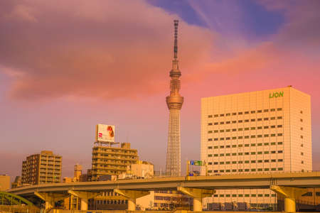 Sunset and Tokyo Sky Treeのeditorial素材