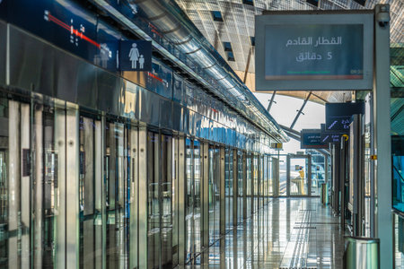 Dubai metro platform (Ahmal line). Shooting Location: Dubaiのeditorial素材