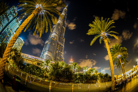 Night view of Burj Harifa and Dubai (United Arab Emirates). Shooting Location: Dubaiのeditorial素材