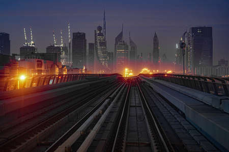 Dubai cityscape and morning ray
