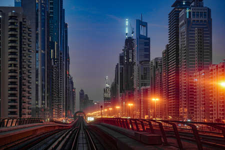 Dubai cityscape and morning rayのeditorial素材