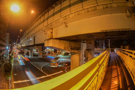 Sidewalk bridge and capital highway. Shooting Location: Yokohama-city kanagawa prefecture
