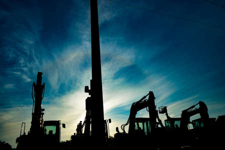 Image of heavy machine silhouette. Shooting Location: Akitaの写真素材
