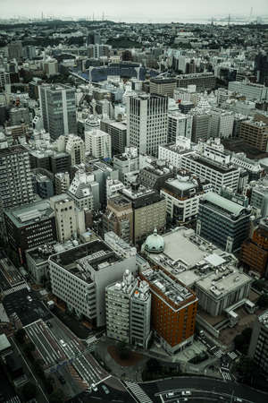 Views from Tower Yokohama Kitakagaku (Monochrome). Shooting Location: Yokohama-city kanagawa prefectureのeditorial素材