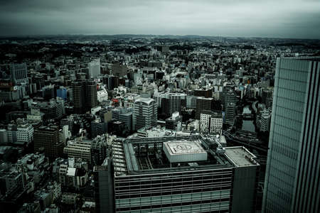 Views from Tower Yokohama Kitakagaku (Monochrome). Shooting Location: Yokohama-city kanagawa prefectureのeditorial素材