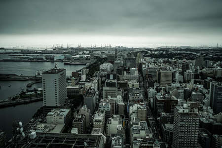 Views from Tower Yokohama Kitakagaku (Monochrome). Shooting Location: Yokohama-city kanagawa prefectureのeditorial素材