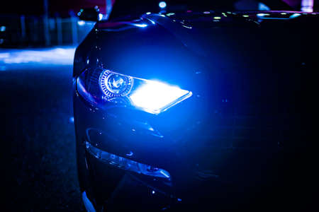 Cool Sports Car Headlight Image. Shooting Location: Yokohama City Tsurumi Wardの写真素材
