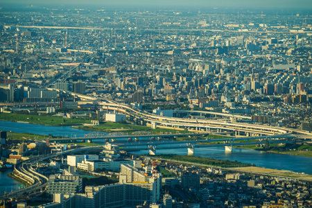 Sumida River and Tokyo cityscape. Shooting Location: Sumida Ward, Tokyo