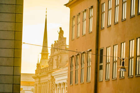 Stockholm cityscape and morning ray. Shooting Location: Sweden, Stockholmの写真素材