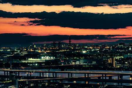 Metropolitan Expressway Central Loop Line and Tokyo Town. Shooting Location: Edogawa -ku, Tokyo