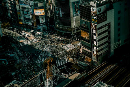 The townscape in front of Shibuya Station. Shooting Location: Shibuya -ku, Tokyoのeditorial素材