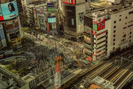 The townscape in front of Shibuya Station. Shooting Location: Shibuya -ku, Tokyoのeditorial素材